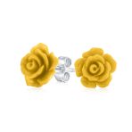 Romantic 3D Carved Flower Pink Peach Rose Stud Earrings Lightweight 10MM - Image 9