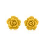 Romantic 3D Carved Flower Pink Peach Rose Stud Earrings Lightweight 10MM - Image 22