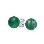 10MM Natural Gemstone Drop Ball Earrings Sterling Silver - Image 4