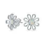 White Rainbow Opal Daisy Flower Pendant Necklace Silver - Image 4