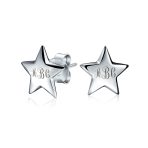 Patriotic Celestial Rock Star Initial Stud Earrings in Sterling Silver - Image 4