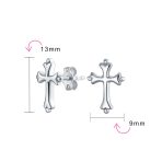 Delicate Fleur De Lis Cross Stud Earrings Sterling Silver Religious Jewelry Gift - Image 4