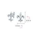 Ancient Symbol Fleur De Lis CZ Stud Earrings Sterling Silver - Image 4