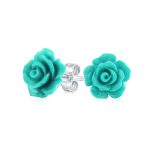 Romantic 3D Carved Flower Pink Peach Rose Stud Earrings Lightweight 10MM - Image 3