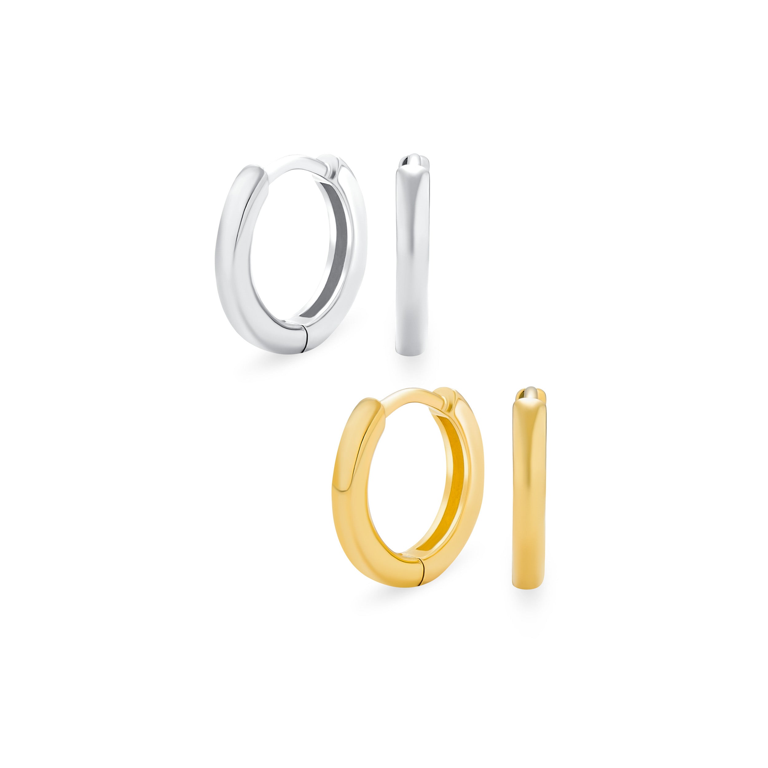 stud-hoop-earring-gold-huggie-si-ec460187-set-az Set of 2 Basic Thin Hoop Huggie Earrings Silver Gold Plated Sterling Silver - Image 1