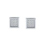 Set of 2 Geometric Square CZ Stud Earrings Gold Sterling Silver 5MM - Image 4