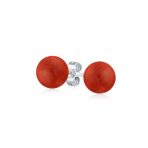 Classic 6MM Light Orange Coral Gemstone Drop Ball Earrings in Sterling Silver - Image 8