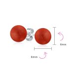 Classic 6MM Light Orange Coral Gemstone Drop Ball Earrings in Sterling Silver - Image 38
