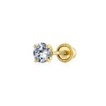 Classic 3-4 MM CZ Stud Earrings 14K Gold Oval Gemstones