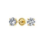 Classic Tiny .25CT Solitaire Cubic Zirconia 14K Gold Stud Earrings 3MM CZ
