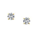 Classic Tiny .25CT Solitaire Cubic Zirconia 14K Gold Stud Earrings 3MM CZ - Image 2