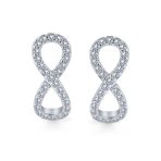 Cubic Zirconia Pave CZ Love Knot Infinity Huggie Earrings Hinge Closure .925 Sterling Silver - Image 2