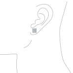 Geometric Men's Square CZ Stud Earrings, Sterling Silver, 9-11 MM Pyramid Design - Image 3