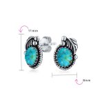 Native American Style Gemstone Bezel Leaf Rope Stud Earrings in Sterling Silver - Image 22