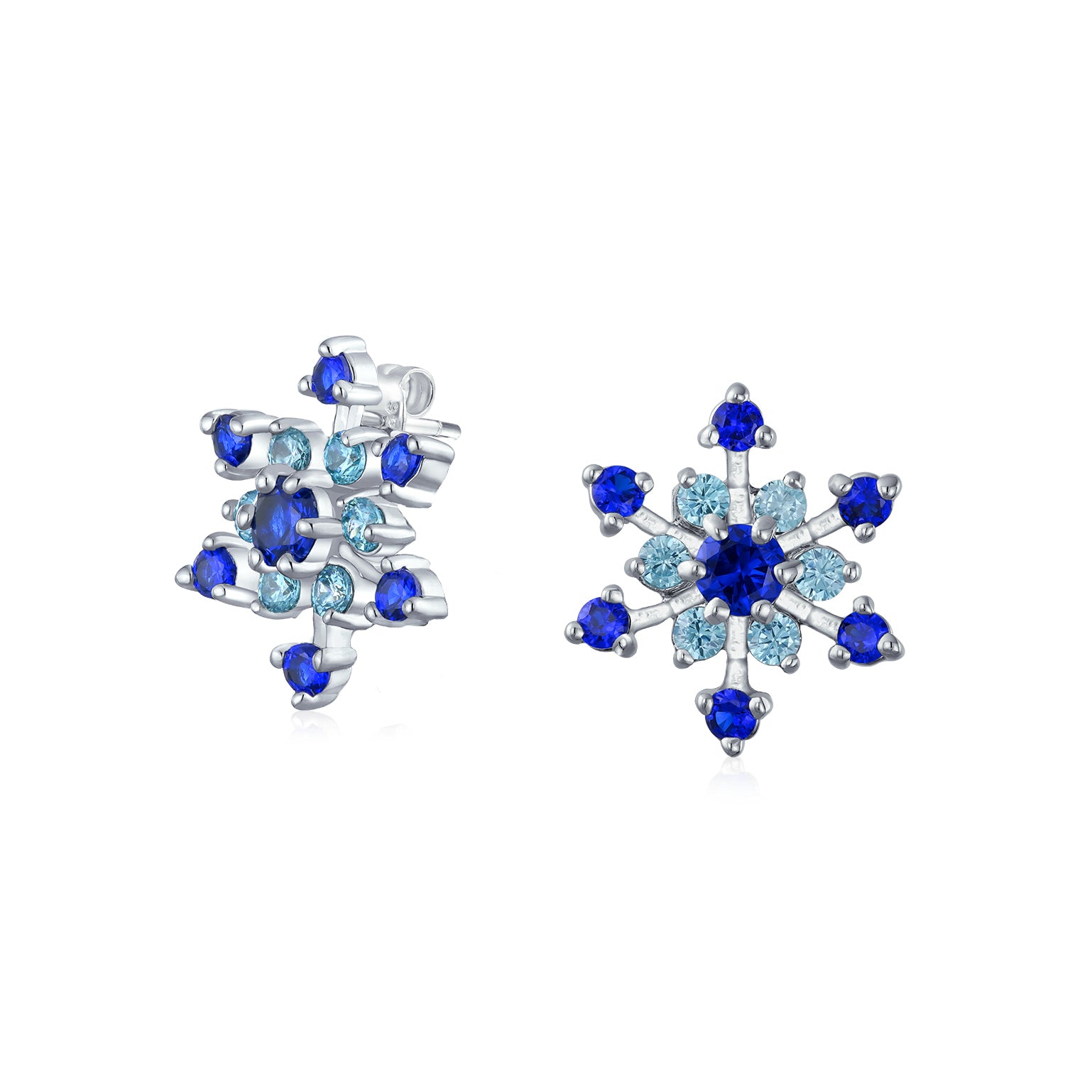 studs-clipon-earrings-blue-snowflake_oa-21ola1168-c-az_1-2 Christmas CZ Stud Earrings Royal Ice Blue Aqua Cubic Zirconia Star Snowflake - Image 1