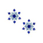 Christmas CZ Stud Earrings Royal Ice Blue Aqua Cubic Zirconia Star Snowflake - Image 2