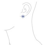 Christmas Party CZ Aqua Star Snowflake Clip-On Earrings Silver Plated - Image 3