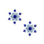 Christmas Party CZ Aqua Star Snowflake Clip-On Earrings Silver Plated - Image 2