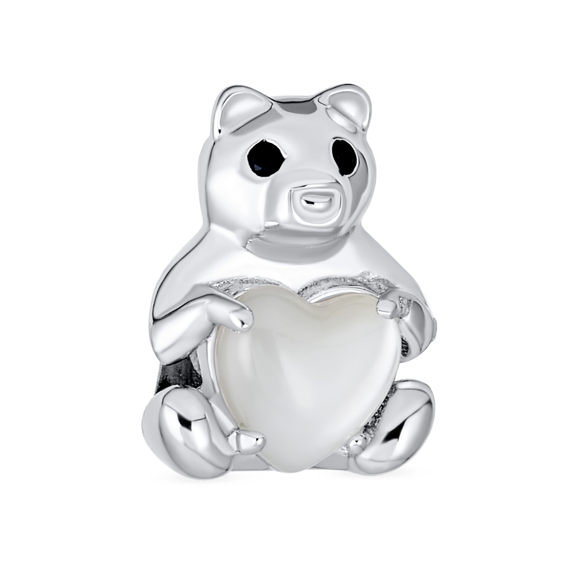 stuff-teddy-bear-charm-heart-pbx-hsz-2217-s-az_01 Teddy Bear Charm Bead with Heart Accent for Daughter - Sterling Silver MOP - Image 1