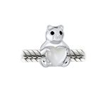 Teddy Bear Charm Bead with Heart Accent for Daughter - Sterling Silver MOP - Image 3