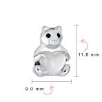 Teddy Bear Charm Bead with Heart Accent for Daughter - Sterling Silver MOP - Image 4