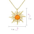 Irradiance CZ Accents Orange Fire Opal Pendant Necklace Gold Plated Silver - Image 3