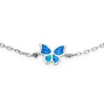 Summer Garden Butterfly Opal Charm Anklet Ankle Bracelet Sterling Silver - Image 2