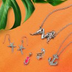 Nautical Starfish Dangle Chandelier Earrings with CZ Pave in Sterling Silver - Image 4
