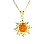 Irradiance Summer Beach Fire Opal Pendant Necklace Gold Plated Sterling Silver - Image 2