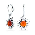 Tropical Honeymoon Dangle Gemstone Earrings with Amber and Sterling Silver
