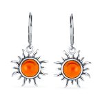 Tropical Honeymoon Dangle Gemstone Earrings with Amber and Sterling Silver - Image 3