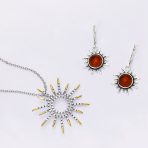 Tropical Honeymoon Dangle Gemstone Earrings with Amber and Sterling Silver - Image 9