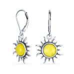 Tropical Honeymoon Dangle Gemstone Earrings with Amber and Sterling Silver - Image 4