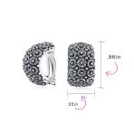 Set of 2 Wide Shrimp Half Hoop Sunflower Clip On Earrings For Non Pierced Ears Oxidized Gold & Silver - Image 4