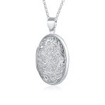 Vintage Sunflower Photo Oval Sterling Silver Locket Necklace