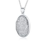 Vintage Sunflower Photo Oval Sterling Silver Locket Necklace