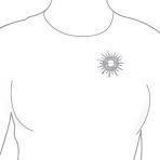 Summer Flaming Sunshine Micro Pave CZ Starburst Brooche Pin Silver Plated - Image 3