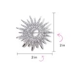 Summer Flaming Sunshine Micro Pave CZ Starburst Brooche Pin Silver Plated - Image 4