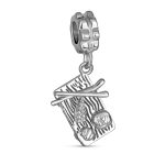 Chopsticks Chef Sushi Dangle Charm Bead Sterling Silver for European Bracelet