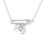 Support Symbol CZ Accent Moon Heart Star Charms Pendant Necklace Sterling Silver - Image 2