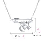 Support Symbol CZ Accent Moon Heart Star Charms Pendant Necklace Sterling Silver - Image 4