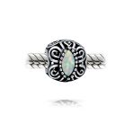 Vintage Opal Scroll Milgrain Charm Bead in Sterling Silver for European Bracelet - Image 2