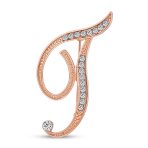 Large Statement ABC Crystal Letters Initial Scarf Lapel Pin Brooch Rose Gold Plated - Image 5