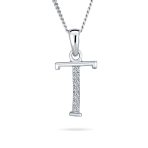 Delicate Pave CZ Block Letter Alphabet Pendant Necklace Sterling Silver - Image 16