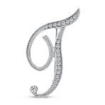 Large Statement ABC Pave Crystal Monogram Brooch Pin Silver or Gold Plated - Image 10