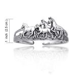Equestrian Statement Wild Western Running Horses Cuff Bracelet Solid .925 Sterling Silver - Image 2
