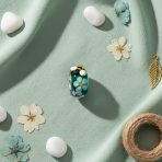 Teal Silver Bee Flower Murano Glass Charm Bead for European Bracelets - Image 3