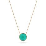 Exquisite Teal Blue-Green Faceted Stone Pendant Necklace 14K Gold-Plated Silver - Image 2