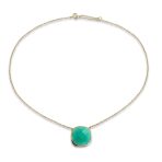 Exquisite Teal Blue-Green Faceted Stone Pendant Necklace 14K Gold-Plated Silver - Image 3