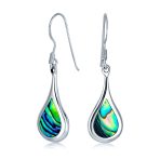 Abalone Shell Teardrop Dangle Earrings with Iridescent Inlay